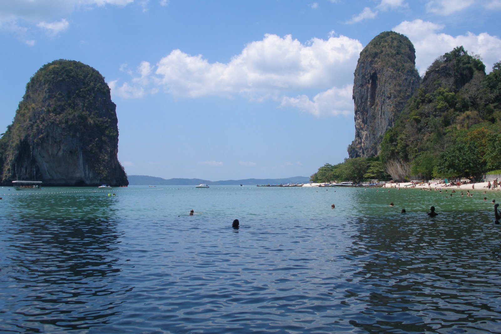 Limestone karst cliffs at Railay Beach on Thailand's Andaman coast near Krabi