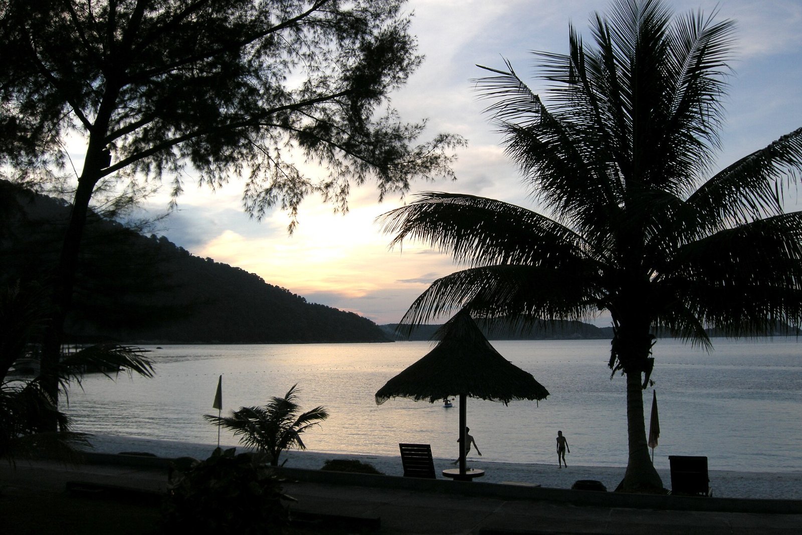 Sunset over Perhentian Islands, Malaysia, calm sea during dry season