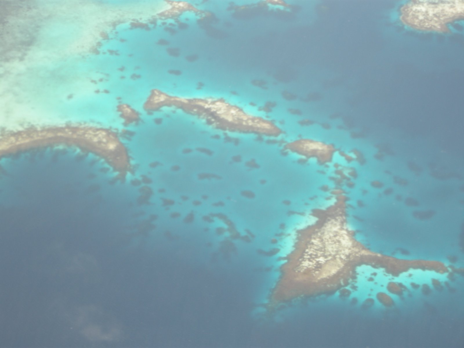 Aerial view of Chuuk Lagoon reef waters, Micronesia