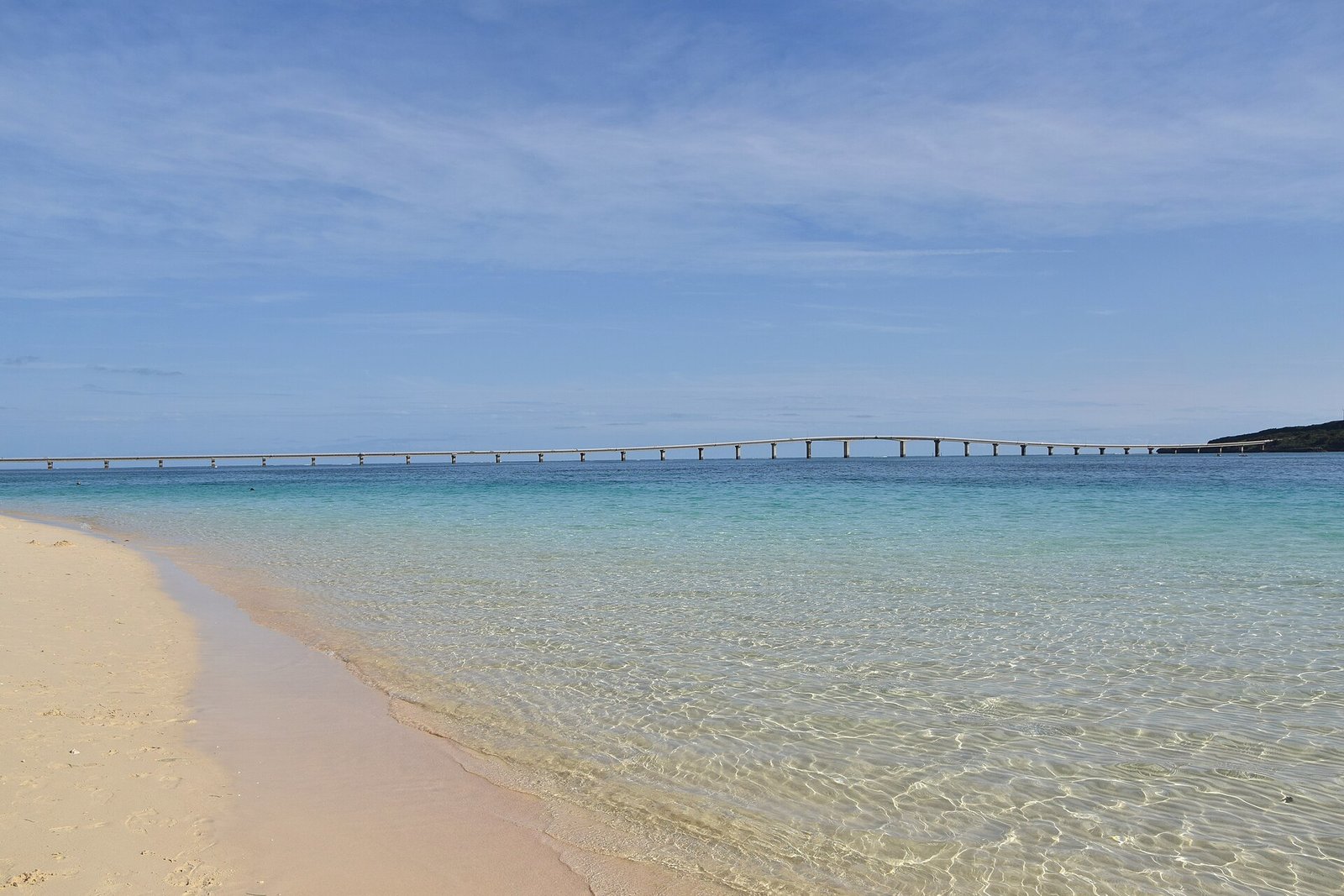 Clear turquoise water and white sand beach on Miyako Island, Okinawa, Japan