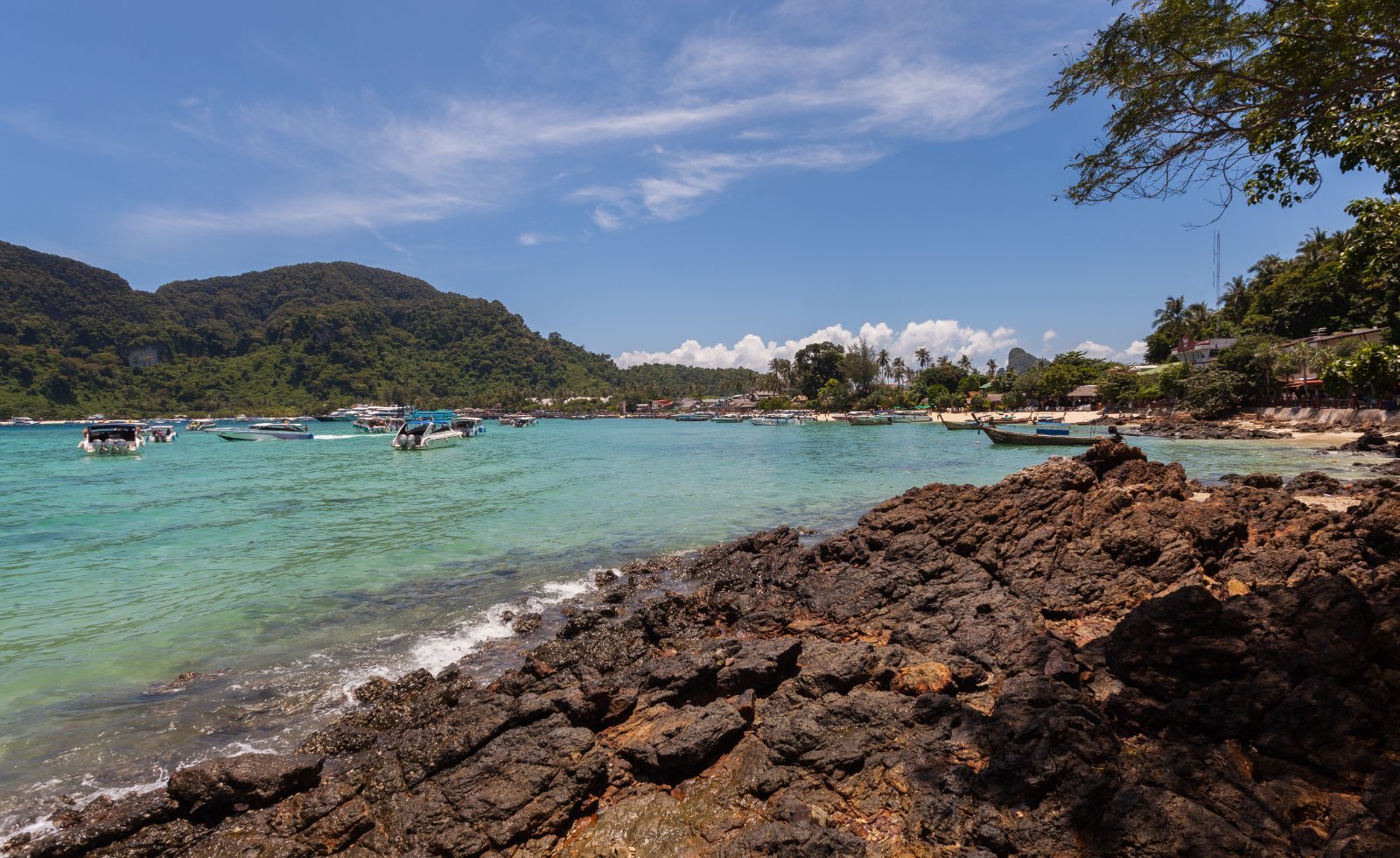 Koh Phi Phi Don island landscape, Thailand, limestone cliffs and turquoise water
