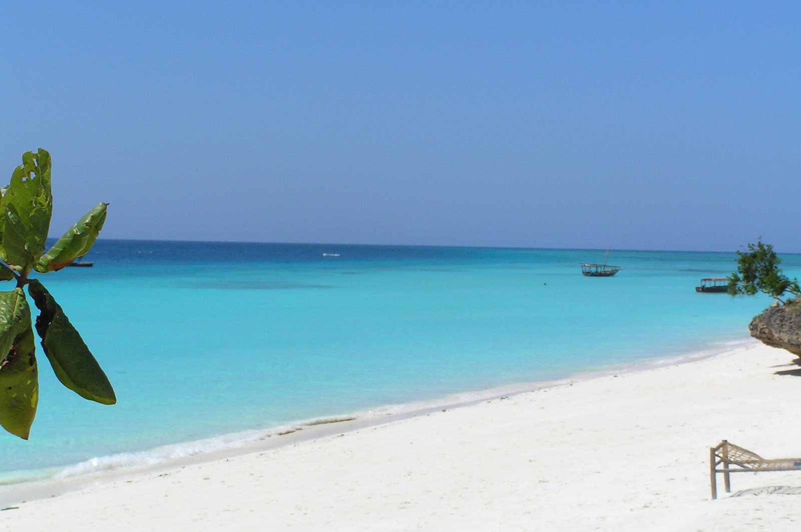 White sand beach and turquoise sea at Nungwi on the northern tip of Zanzibar, Tanzania