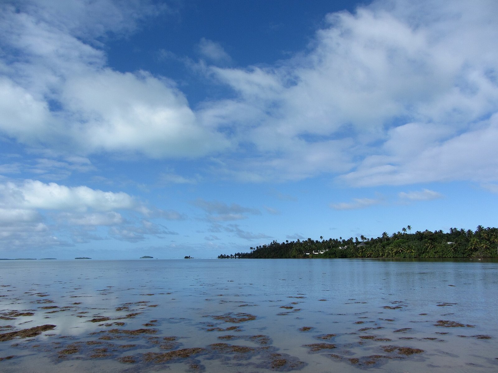 Shallow turquoise water inside Aitutaki lagoon, Cook Islands