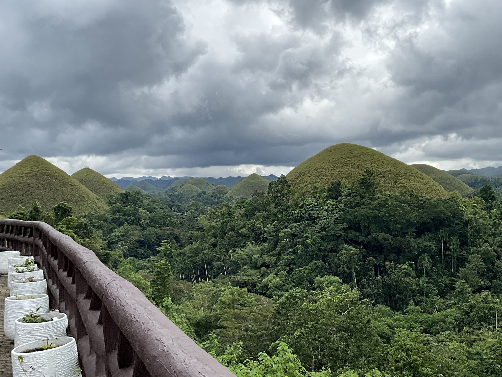 The Chocolate Hills of Bohol, Philippines, showing the rounded karst hill formations