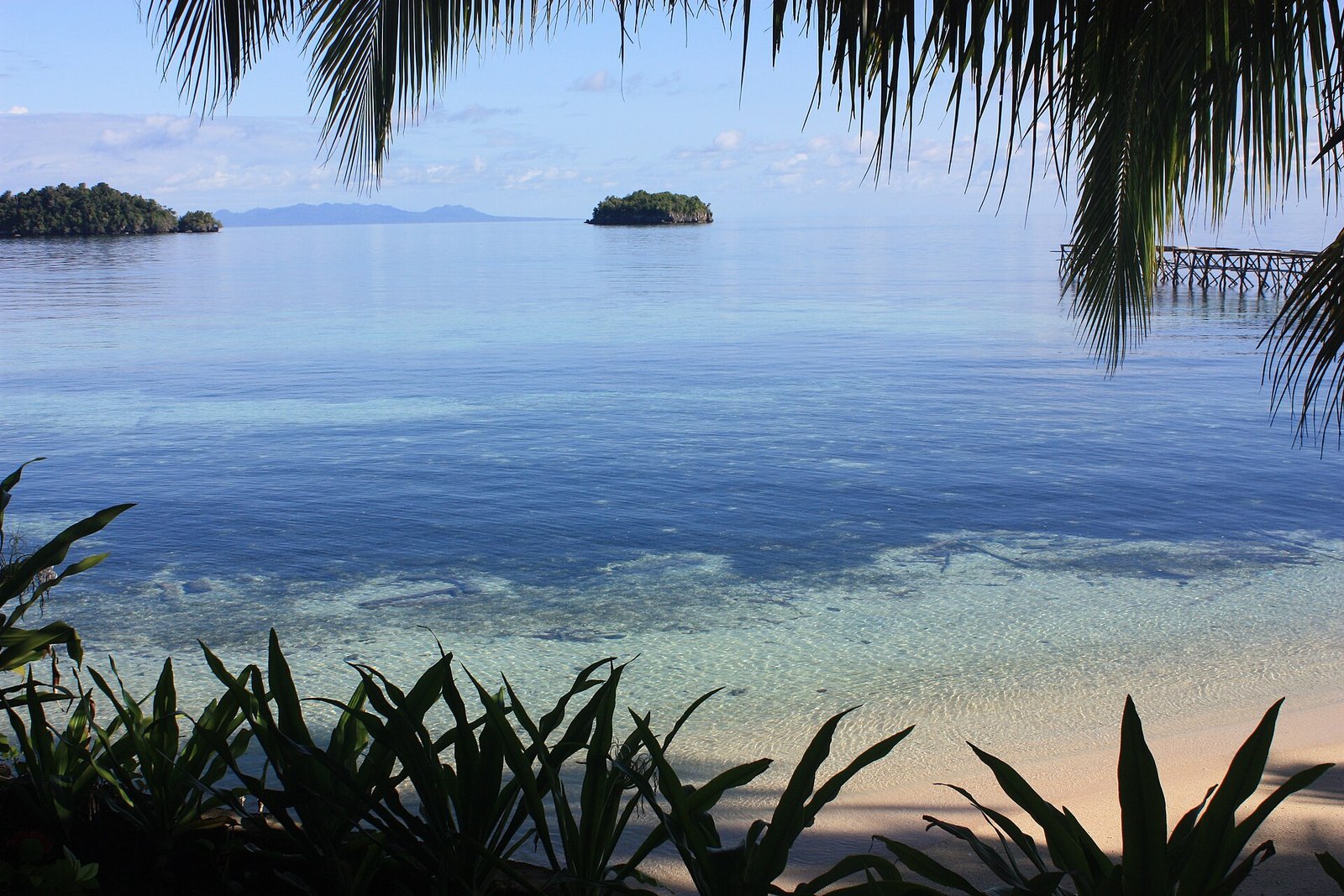 Calm morning view across the water at Kadidiri island in the Togean Islands
