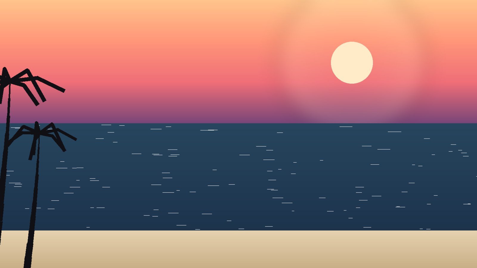 Illustrative sunset coastline with palm trees, representative of Myanmar's Rakhine coast