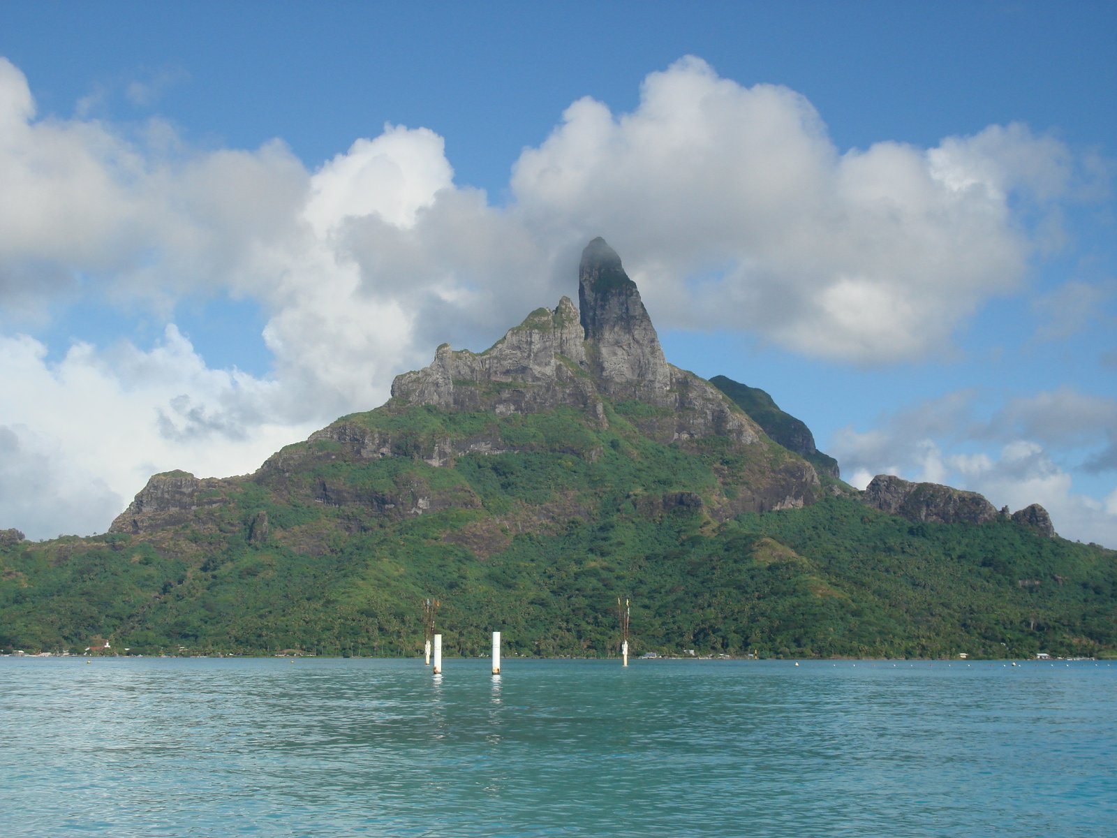 Mount Otemanu rising above Bora Bora lagoon, French Polynesia