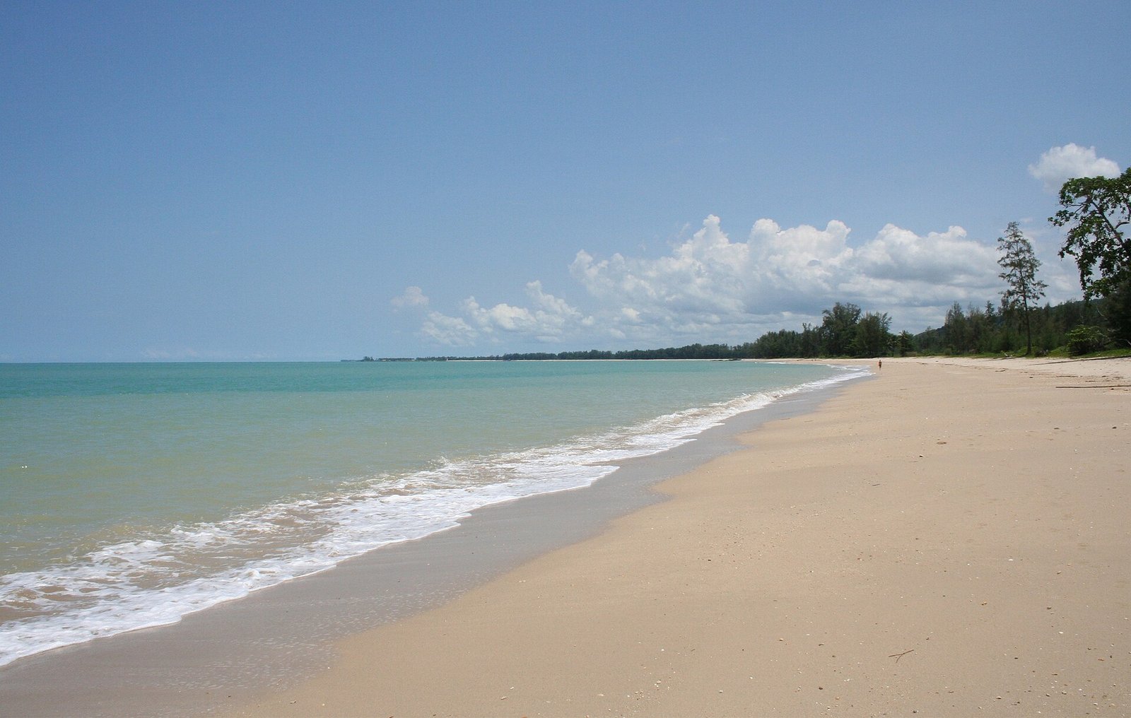 Wide sandy beach in Khao Lak on the Andaman coast of Thailand
