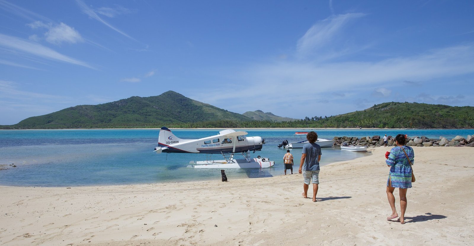 Turquoise water and island beach in western Fiji